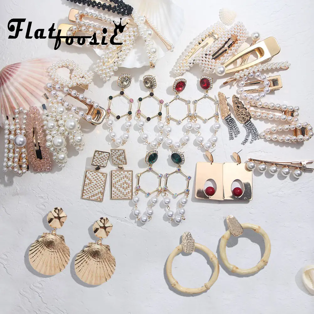 

Flatfoosie Simulated Pearl Dangle Earrings For Women Boho Crystal Shell Handmade Drop Earring Female Wedding Party Charm Jewelry