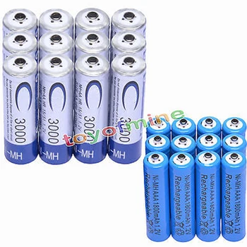 

12pcs AA 3000mAh + 12pcs AAA 1800mAh NiMH 1.2V Rechargeable Battery blue RC MP3 Clock USA Stock