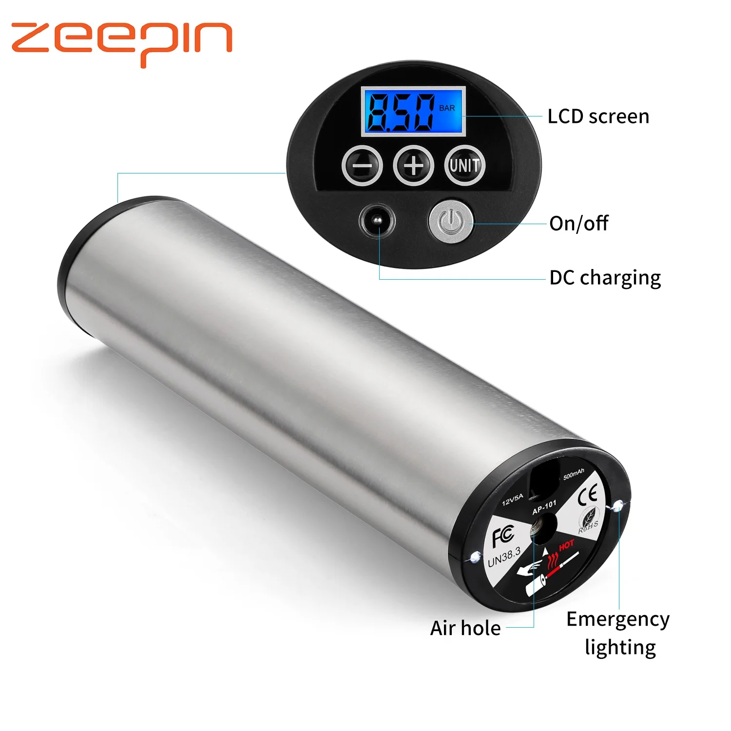 150psi Mini Electric Car Inflator Pump Tyre Pressure Gauge LED Light