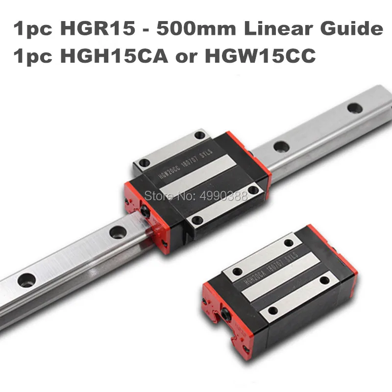 

Free shipping New linear guide rail HGR15 500mm long with 1pcs linear block carriage HGH15CA HGH15 HGW15CC CNC parts