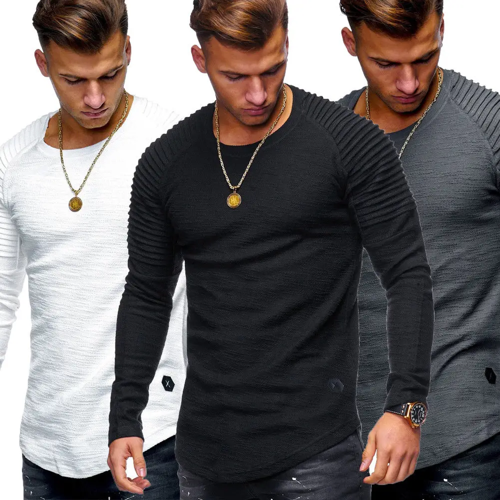 

Men's Slim Fit Cotton Long Sleeve Muscle Tee T-shirt Casual Tops Henley Shirts