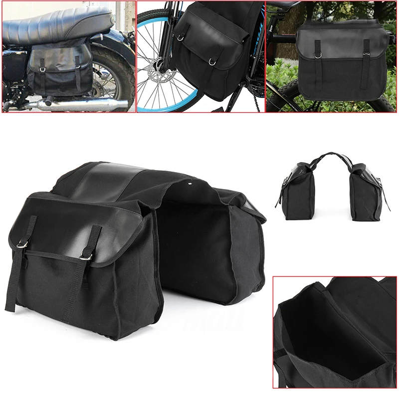 

Motorcycle Backpack Storage Bags Motorcycle Saddle Bag Black Backpacks Motorbike Waterproof Saddle Bag Large Canvas 1pc