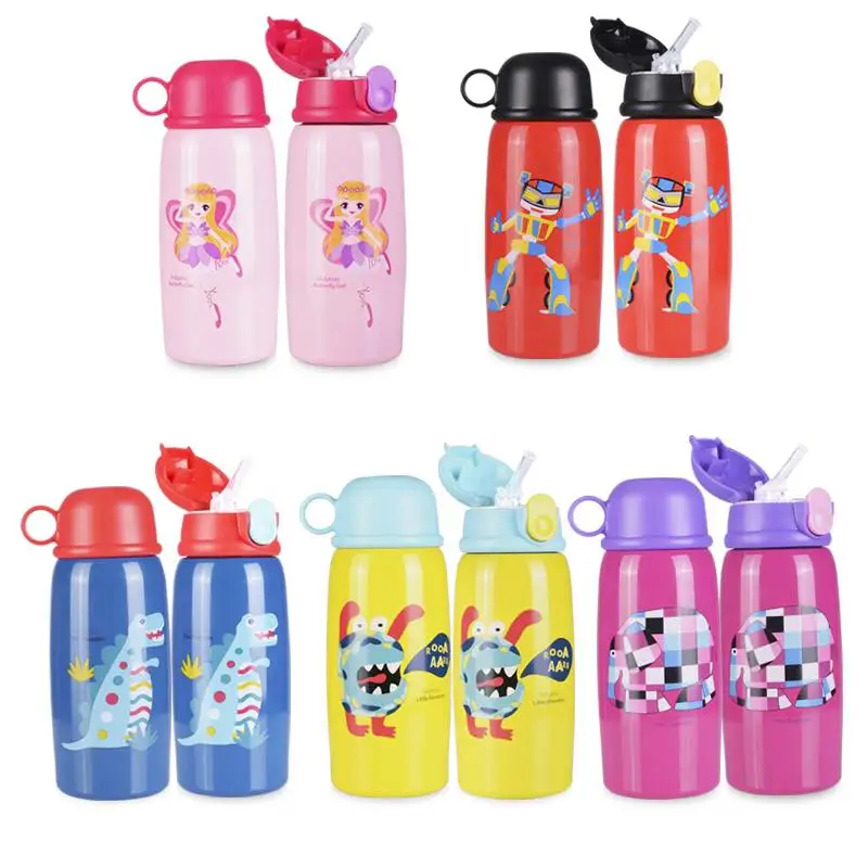 

StidykidsKids 500ml Cartoon Stainless Steel Water Feeding Bottle For Kids Cute Cup Drinkware For Home Travel School Drink Bottle