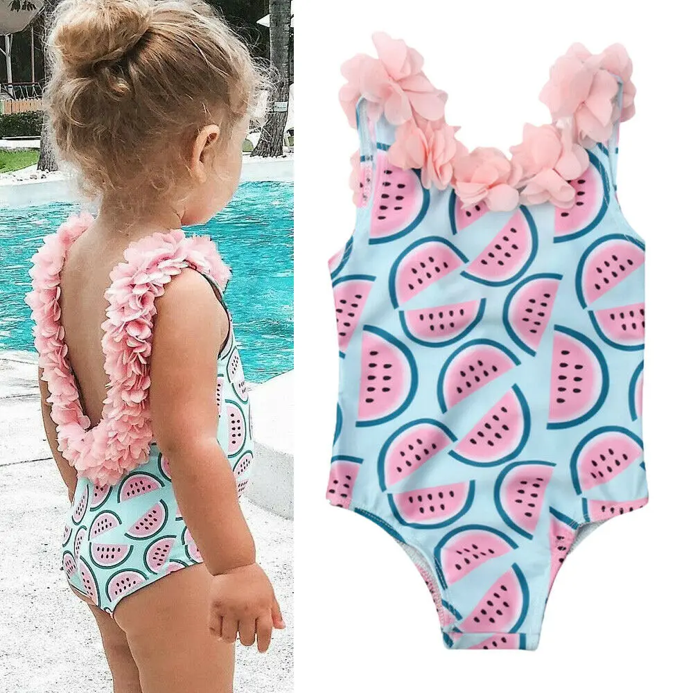 Купальный костюм с арбузом и цветочным принтом для маленьких девочек, купальник, бикини для плаванья, летний купальный костюм, милые мягкие купальники