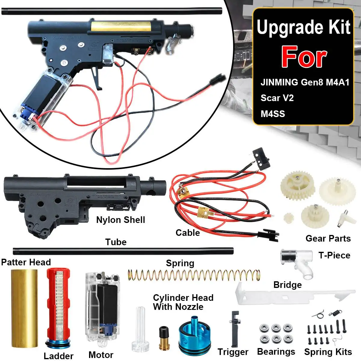 Gearbox Upgrade Kit for JinMing M4A1 Gen 8 Upgrade Nylon Gearbox Metal