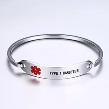США Dropshopping кардиостимулятор и тип 1 диабет Браслет-манжета для мужчин и женщин из нержавеющей стали подарки для диабетиков для него