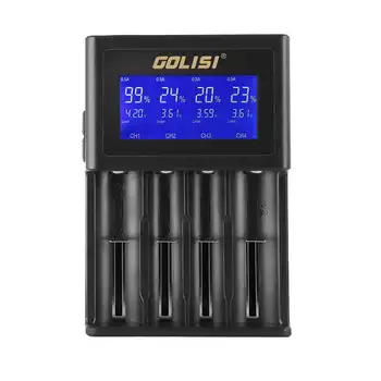 

Golisi S4 2.0A Intelligent Lcd 18650 Battery Charger For Li-Ion Ni-Mh Ni-Cd Ni-Md 26650 20700 Aa Aaa Rechargeable Batteries Us