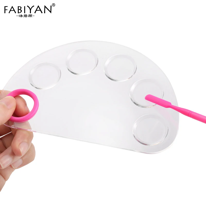 

Nail Art Palette Spatula Plastic Semicircle Gel Polish Mixing Cream Pigment Foundation Painting Makeup DIY Tool 2Pcs/set 5 Holes