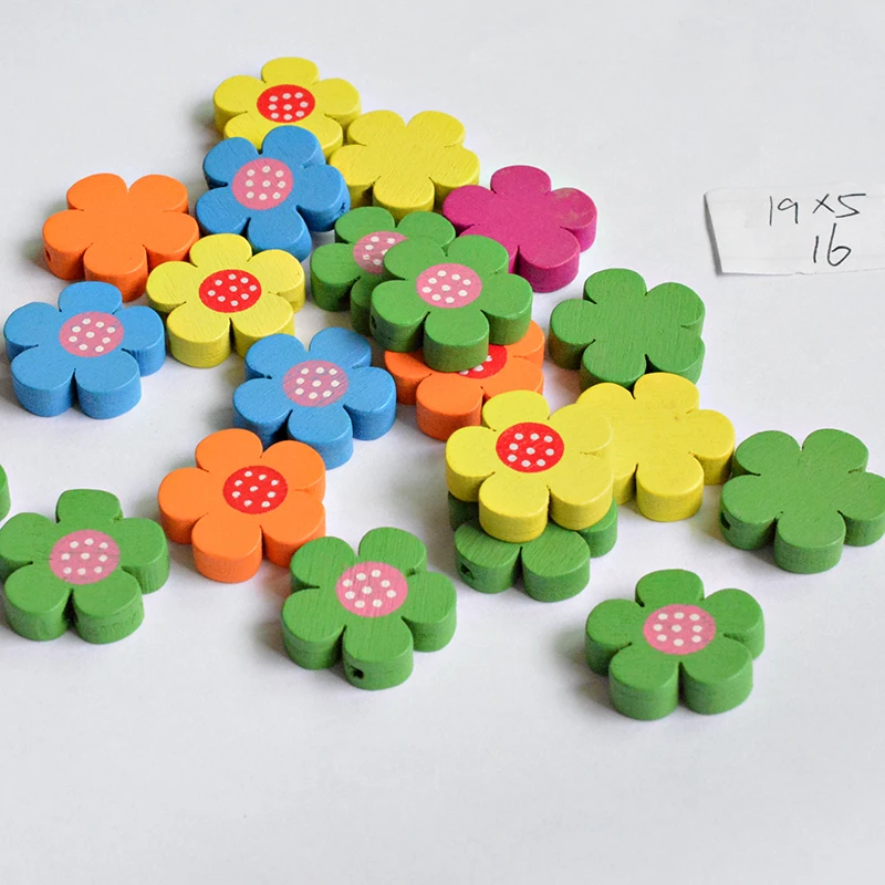 

Handmade 10pcs Flower shape Mixed Color hobbyhorse Wooden Spacer Beads For Pacifier Clips making DIY 009