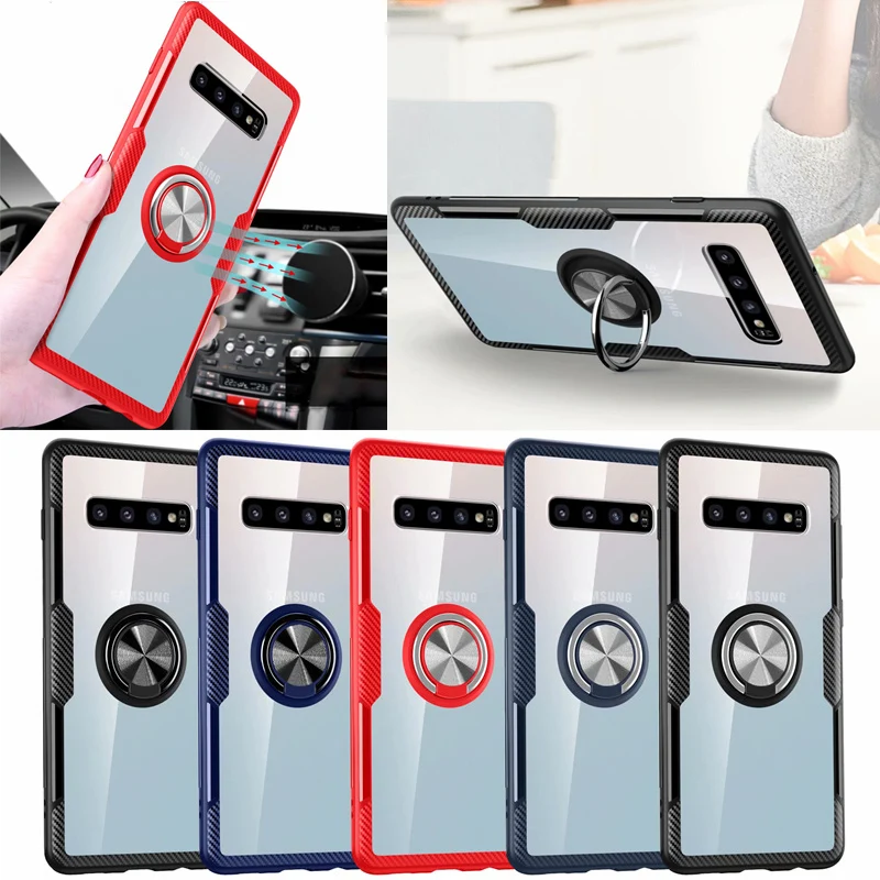Чехлы из закаленного стекла для Samsung Galaxy S10e чехол с магнитным кольцом на палец
