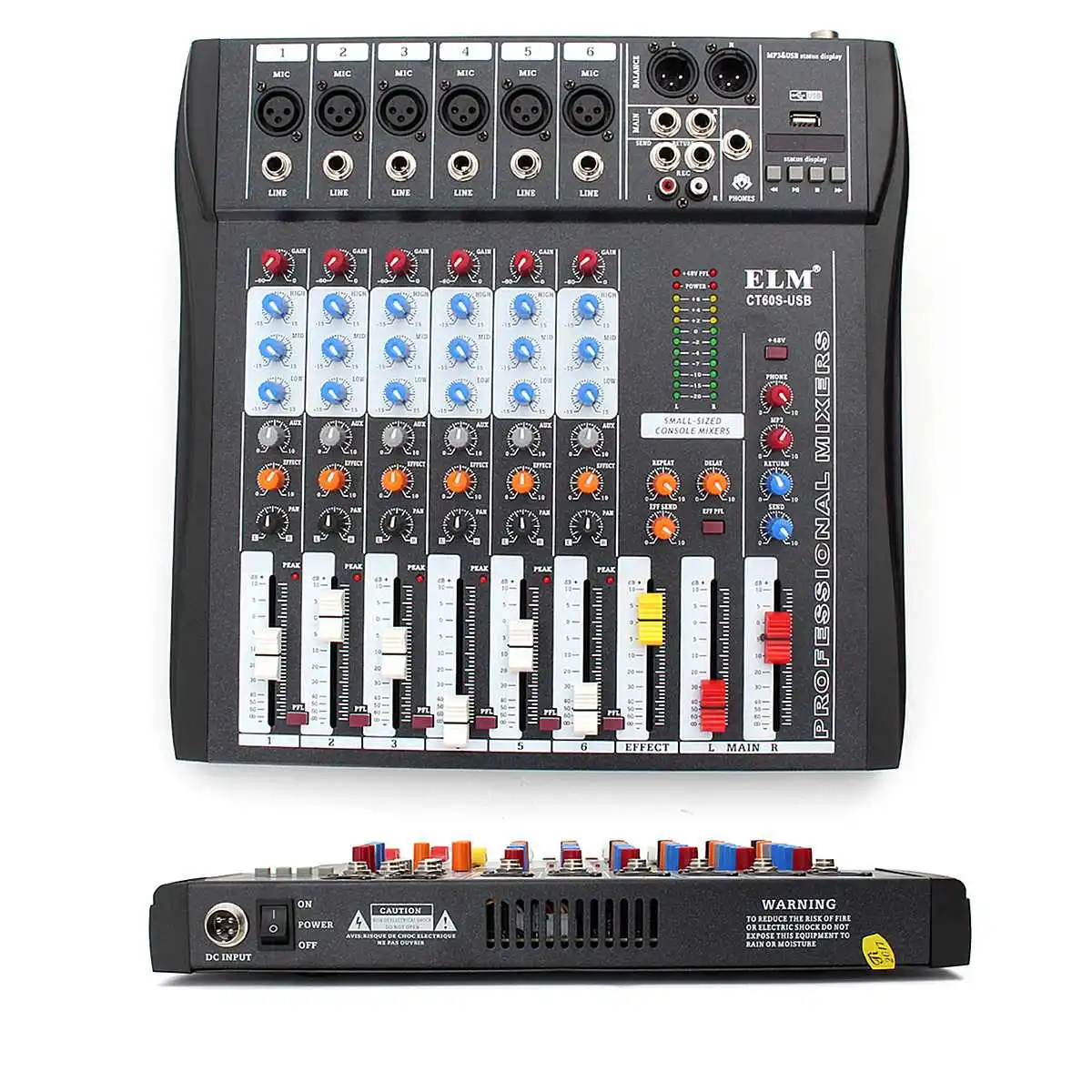 

LEORY Professional 6 Channel Audio Digital Sound Mixing Amplifier Microphone Mixer Console 48V Phantom Power USB For Karaoke