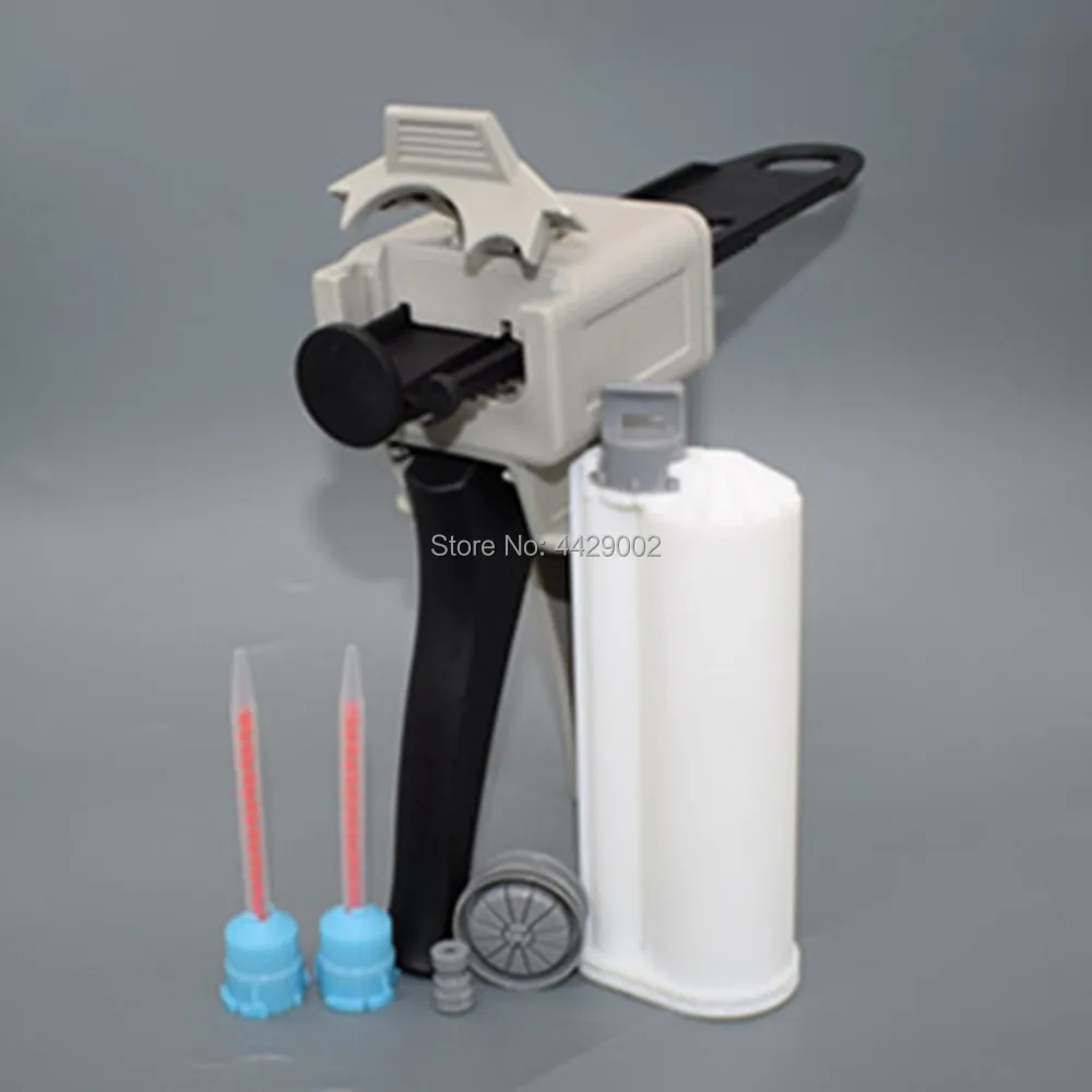 

50ml 10:1 Dispensing Gun 2 Part Mixing Gun Applicator + Dual Glue Adhesive Cartridge Tube + 2pcs Mixing Nozzle Mixer Nozzle