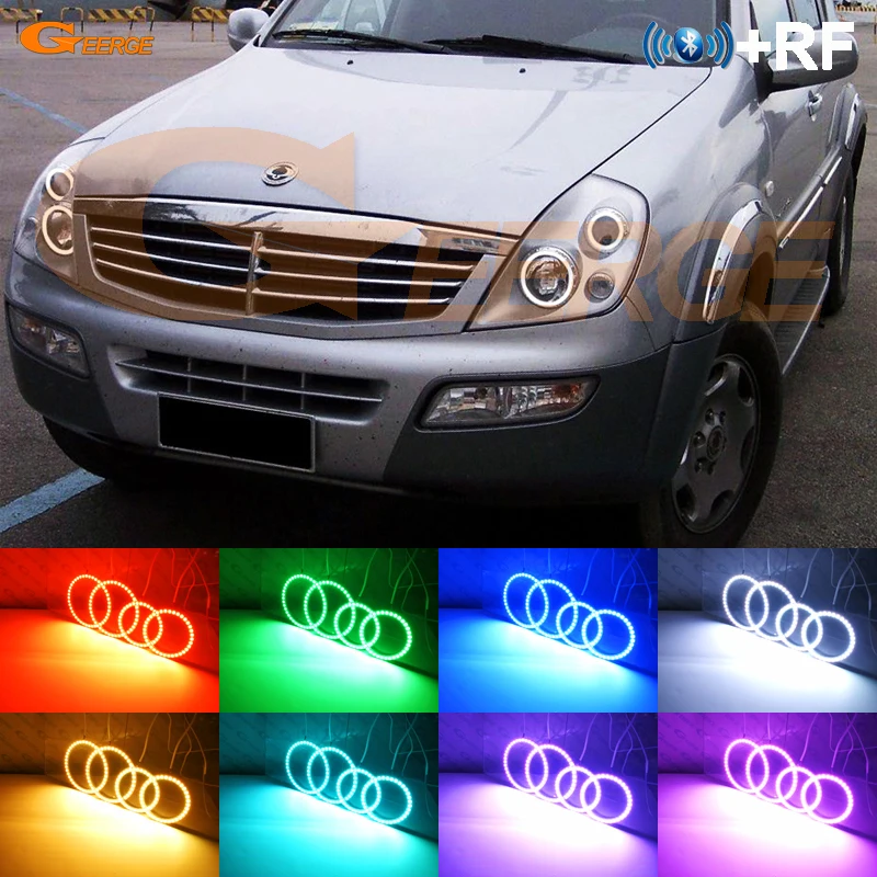 Для Ssangyong Rexton 2003 2004 2005 отличный RF Bluetooth контроллер многоцветный ультра яркий RGB светодиодный ангельские глазки Halo Ring kit