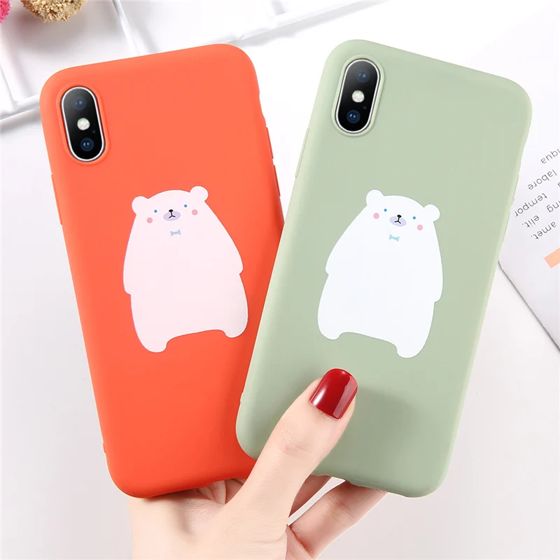 

Lovebay For iPhone 6 6s 7 8 Plus X XR XS Max Phone Case Fashion Lovely Cartoon Polar Bear Soft TPU Phone Case For iPhone X Cover