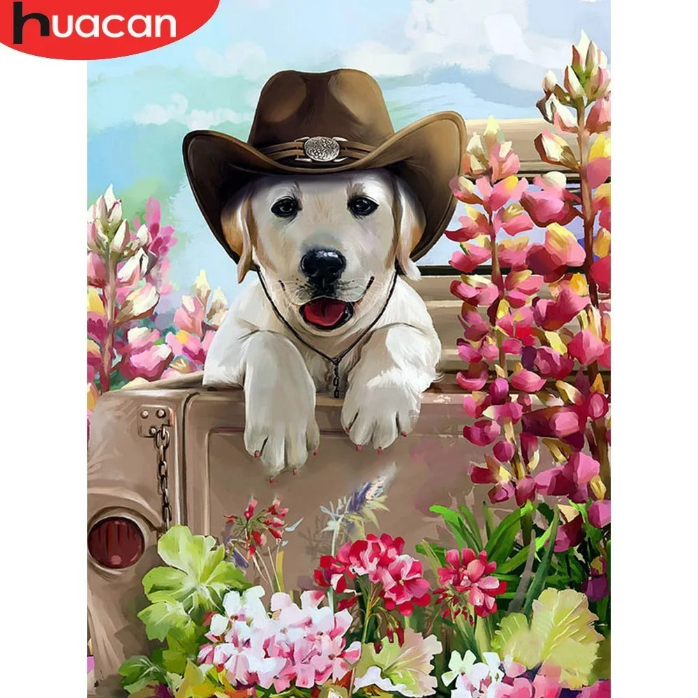 

HUACAN Picture Rhinestones 5D DIY Diamond Embroidery Dog Full Square Diamond Painting Animal Mosaic Home Decor Handmade Gift