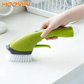 

HOOMIN Automatic Add Liquid Cleaning Brush 1pc Multifunction Long Handle Kitchen Bathroom Corner Dusting Brushes Washing Brush