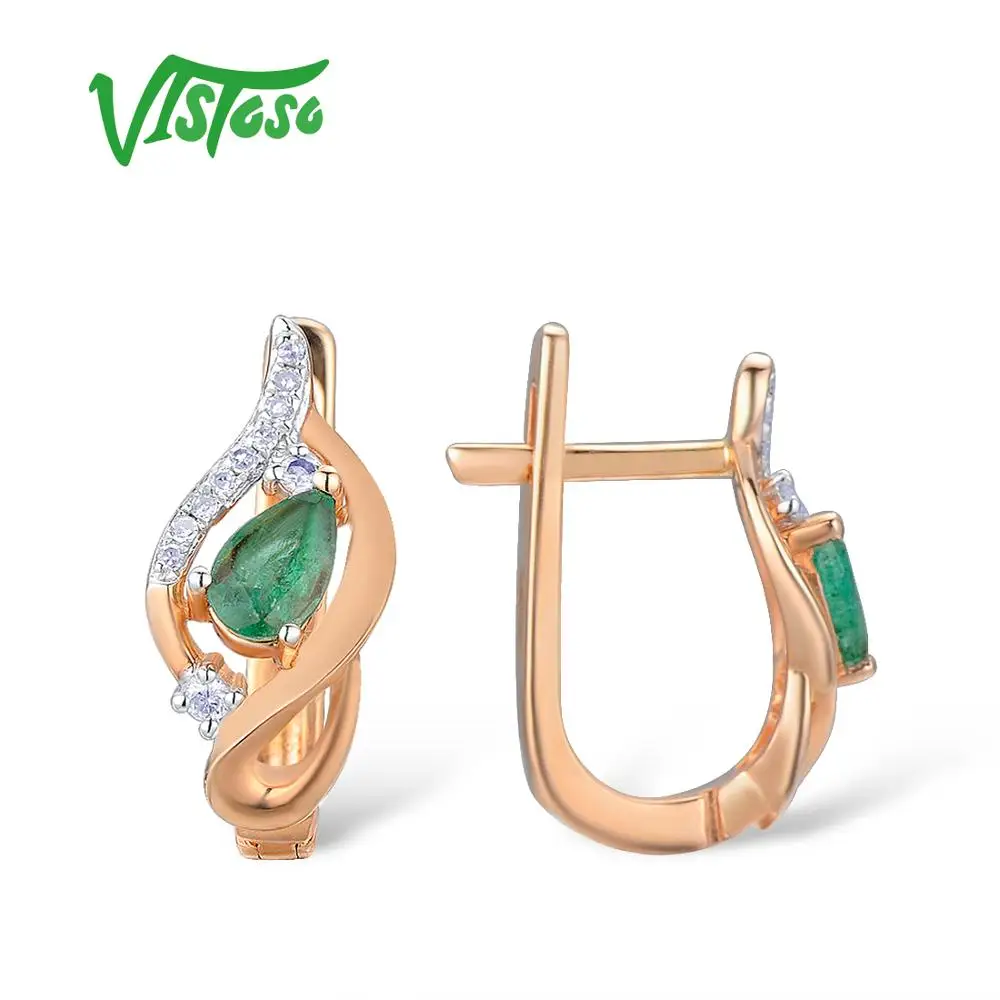 VISTOSO золотые серьги для женщин 14K 585 розовое золото Гламурные элегантные