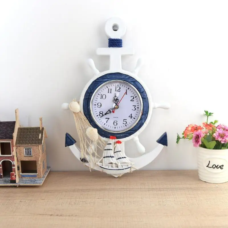 

Fashion Rudder Wooden Clock Electronic Wall Clock Hanging Watch Home Background Decor Best Selling Products Home Decoration