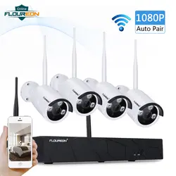 Беспроводной CCTV Системы 1080 P 2MP 4CH NVR IP IR-CUT открытый ip-камера видеонаблюдения безопасности видеонаблюдения комплект 4 шт Wi-Fi пуля Камера