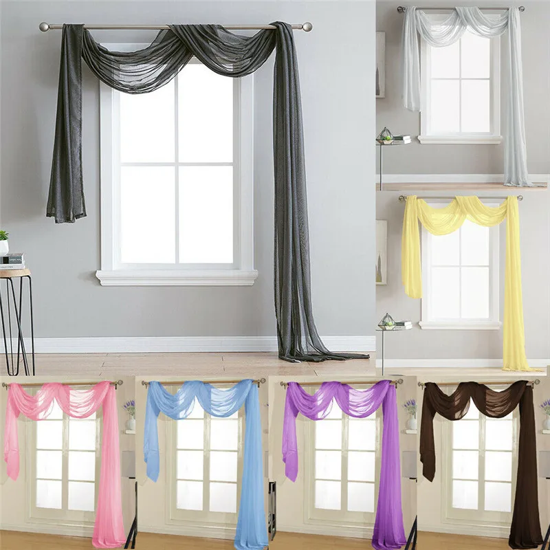 

12 Colors Fashion Lace Sheer Curtain String Room Window Tassel Panel Decor Home Bedroom Living Window Curtain Valance Decoration