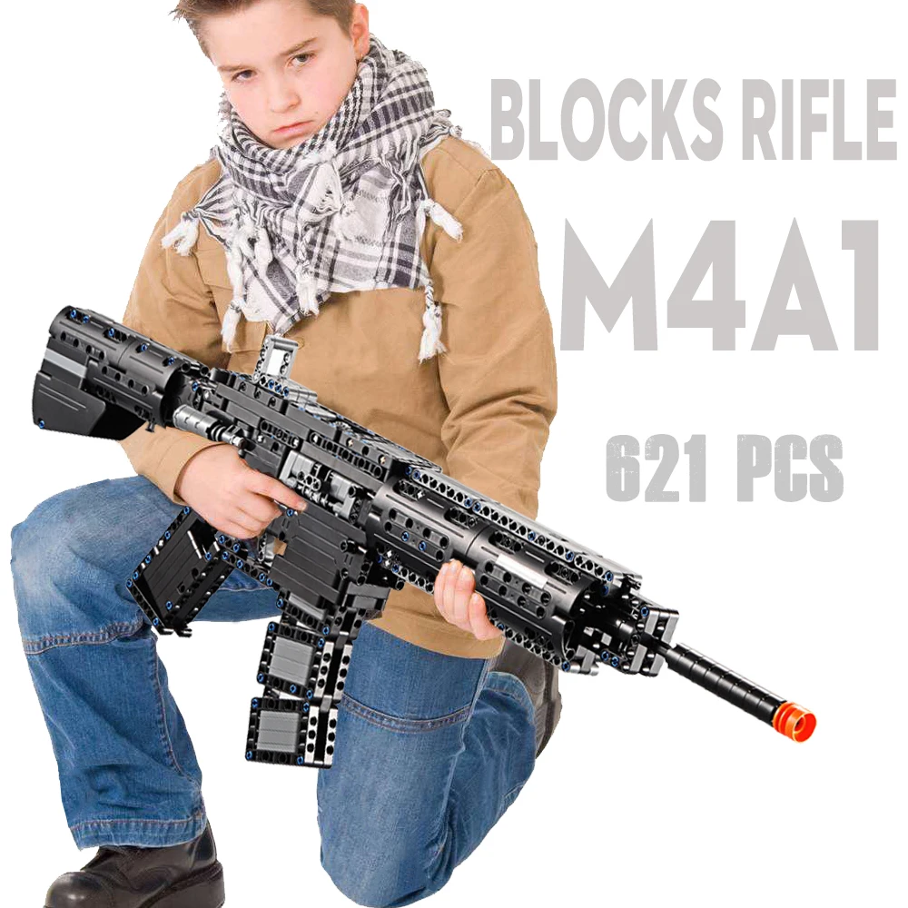 

Building blocks M4A1 toy gun Rifle Model military bricks weapon set cs cosplay kids outdoor toy for children