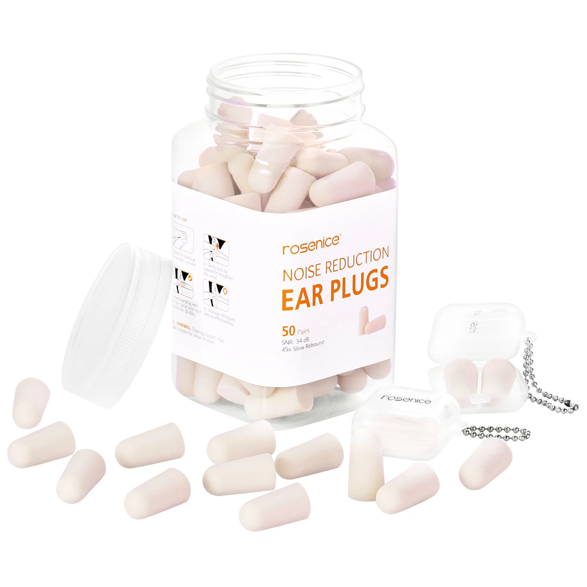 

ROSENICE 50 Pairs Foam Ear Plugs Portable Comfortable Soft Smooth Noise Reduction Ear Plug For Sleeping Travel Studying