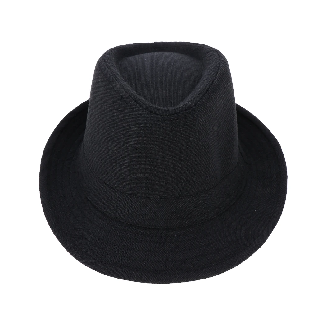 

Men & Women Classic Manhattan Structured Gangster Trilby Fabric Fedora Hat Summer Cool Panama Wide Hat