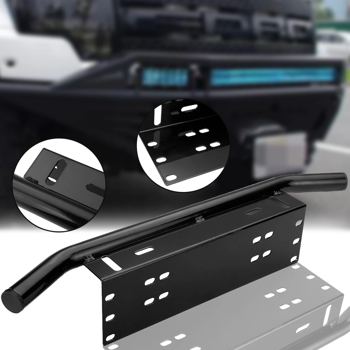 

For Off Road Work Light Led Bar 1pc Black Car Bull Bar Front Bumper License Plate Universal Working Light Mount Bracket Holder