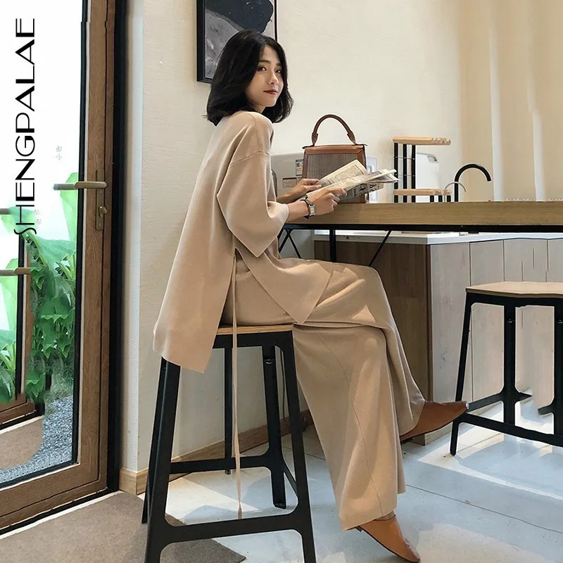 

SHENGPALAE Spring Vintage Women Two Piece Set V Neck 3xl Long Sleeve Zipper Patchwork Ribbons Female Clothing 2019 Fashion FM093