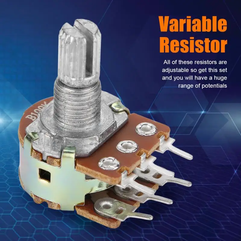 50pcs/Lot WH148 B100K Linear Pot Adjustable Rotary Potentiometer Variable Resistor 15mm Accuracy