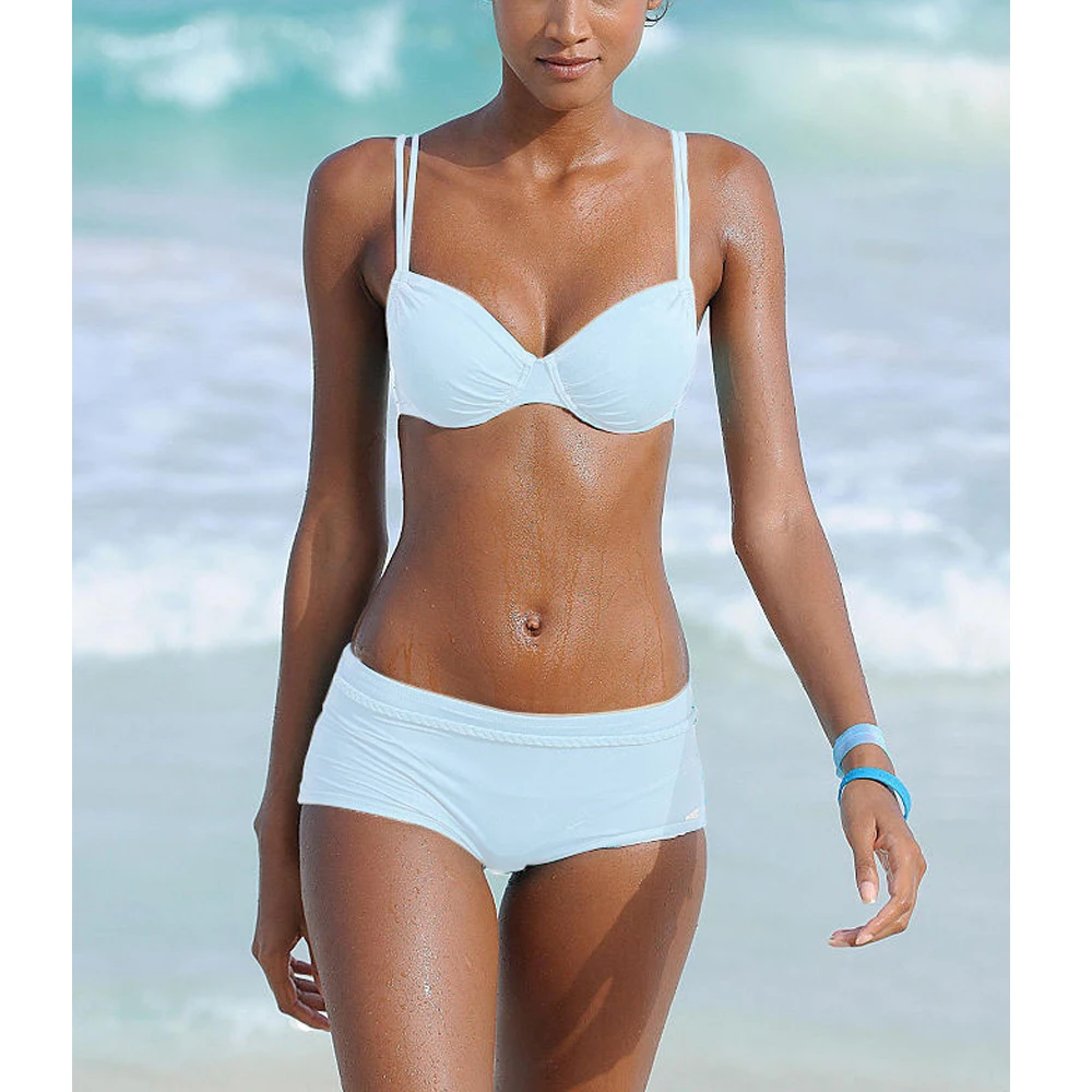 Online 2019 neue Plus Größe Zwei Stück Badeanzug Tankini Push Up Bademode Frauen Hosen Schwimmen Tragen Retro Badeanzug Shorts Biquini XL