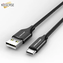 KISSCASE черный нейлоновый Плетеный телефонный кабель usb Тип C для iPhone X 7 8 кабель 1 м 3A Быстрая зарядка тип-c XR XS MAX Тип C кабель