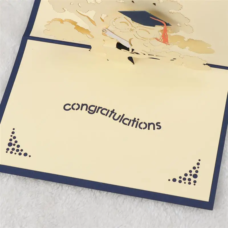 3D мерный колпачок Сова Дерево вырезы Pop Up Поздравительные открытки ручной работы выпускные подарок для выпускника(синий