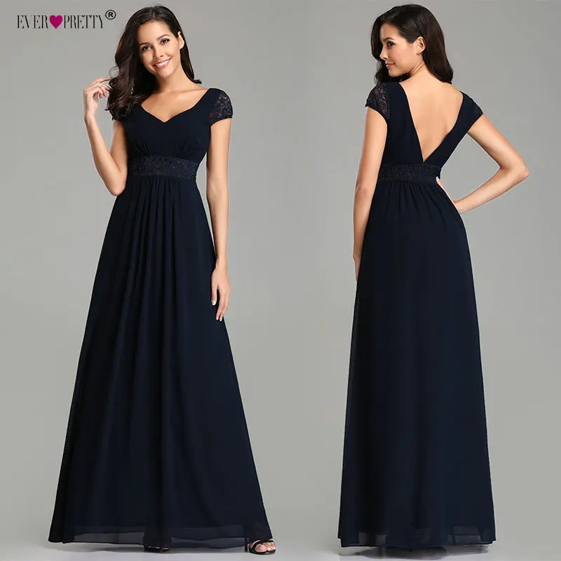 

Prom Dresses Long 2019 Ever Pretty EZ07673 New Sexy Beading Lace V-neck A-line Backless Formal Party Gowns for Wedding Gues