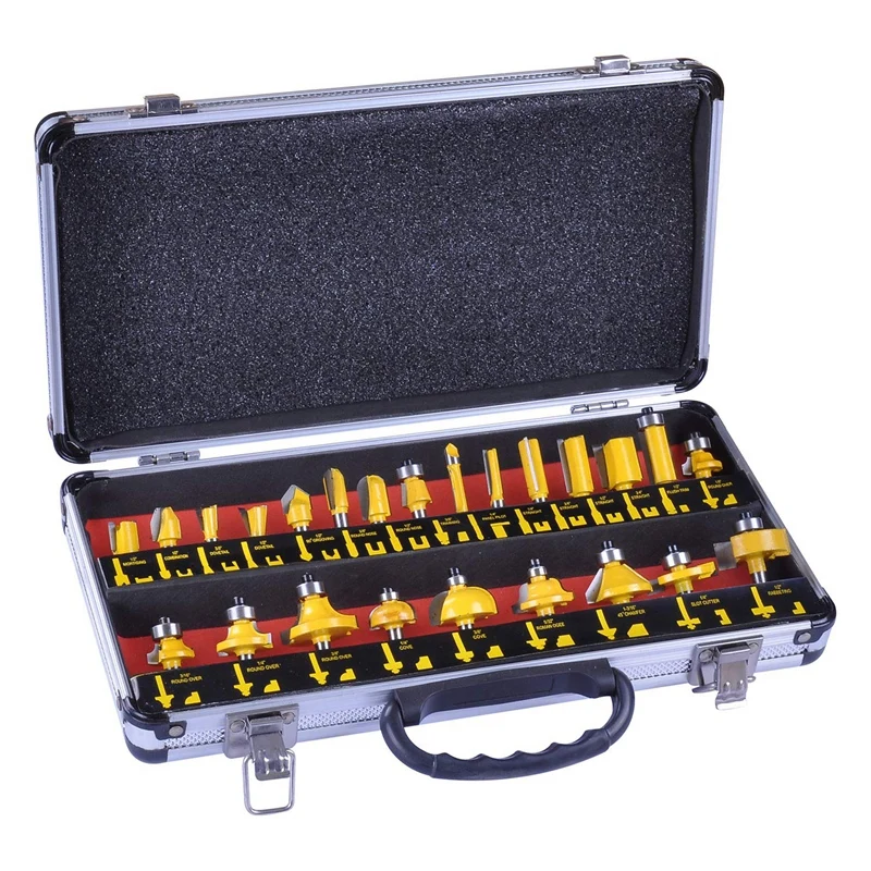 

Milling Cutter Cutter Bit 24Pcs Aluminum Box Strong Chamfering Device Gadget Drill Hole Woodworking Tools Milling Cutter Suit