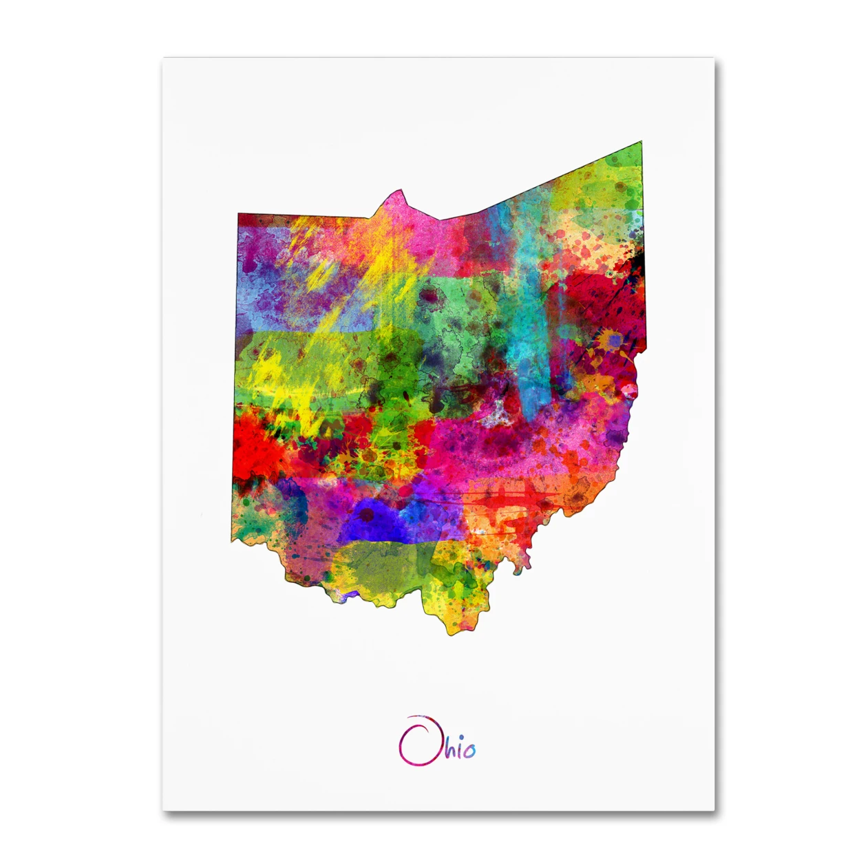 Майкл томпсетт 'Ohio Map' Холст Wall Art 35x47 дюймов|Наклейки на стену| |