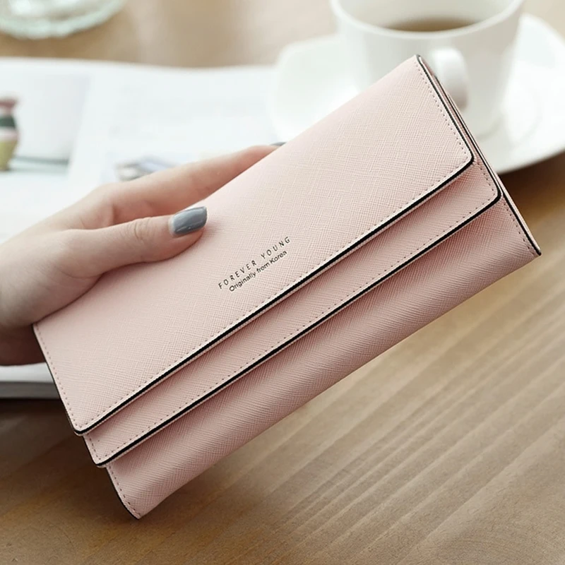 

Long Ladies Wallet Cross Pattern Three Fold Large Capacity Multi-Card Multi-Function Fashion Student Wallet