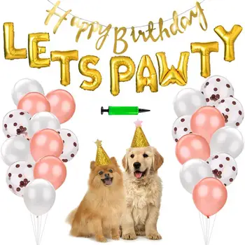 

1set Pet Dog Gold Silvery Pink Blue Balloon Latex Aluminum Foil Balloon Birthday Party Decoration
