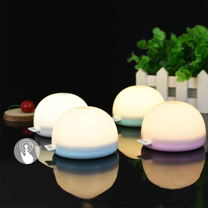 

CLAITE Sensor Control Night Light Mini Novelty Round Bedroom Lamp 8 LED Night Lamp USB Rechargeable Stepless Dimming Table Lamp