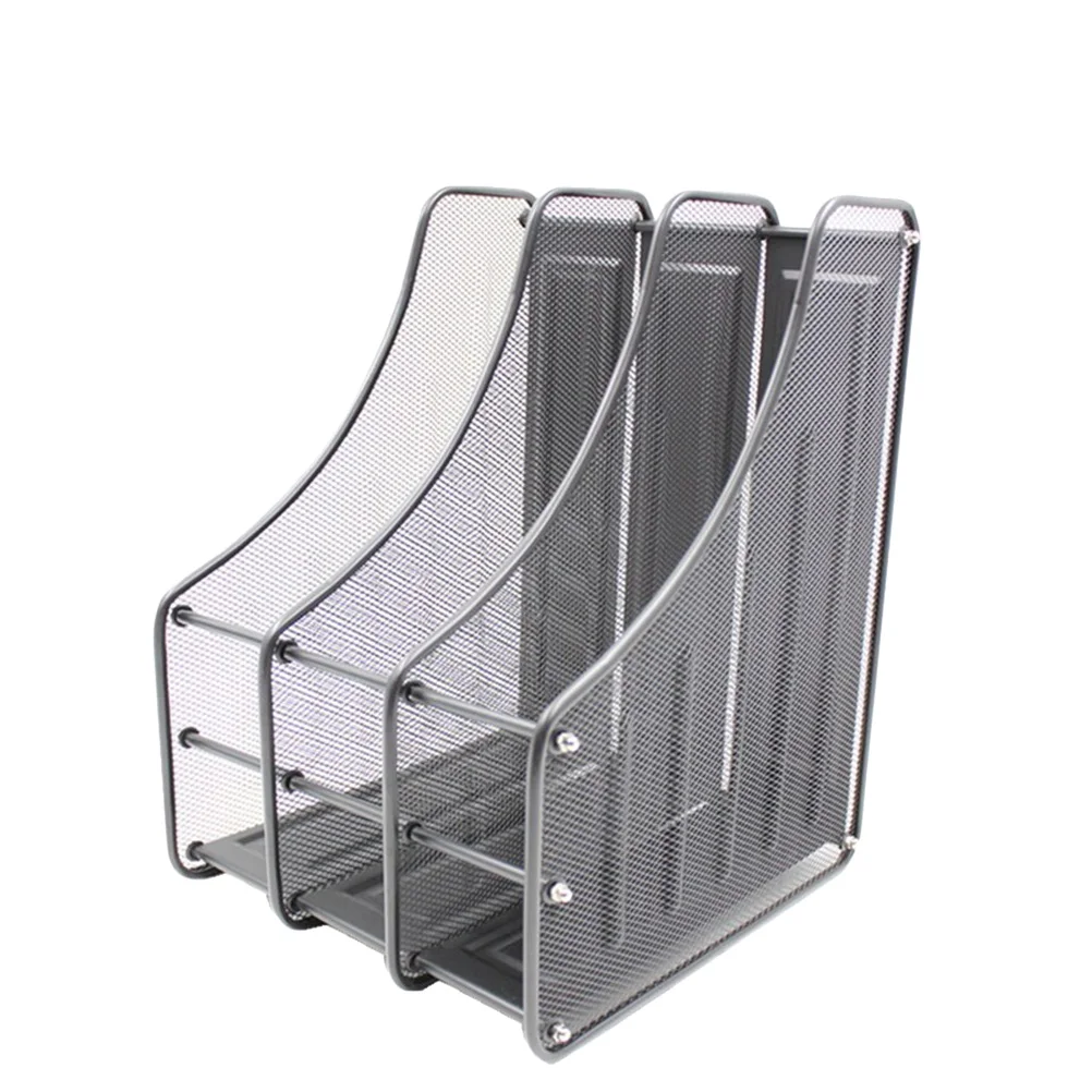 

1PC 3 Compartments Mesh Metal Desktop Organizer Document File Magazine Folder Holder Rack for Office Home Study