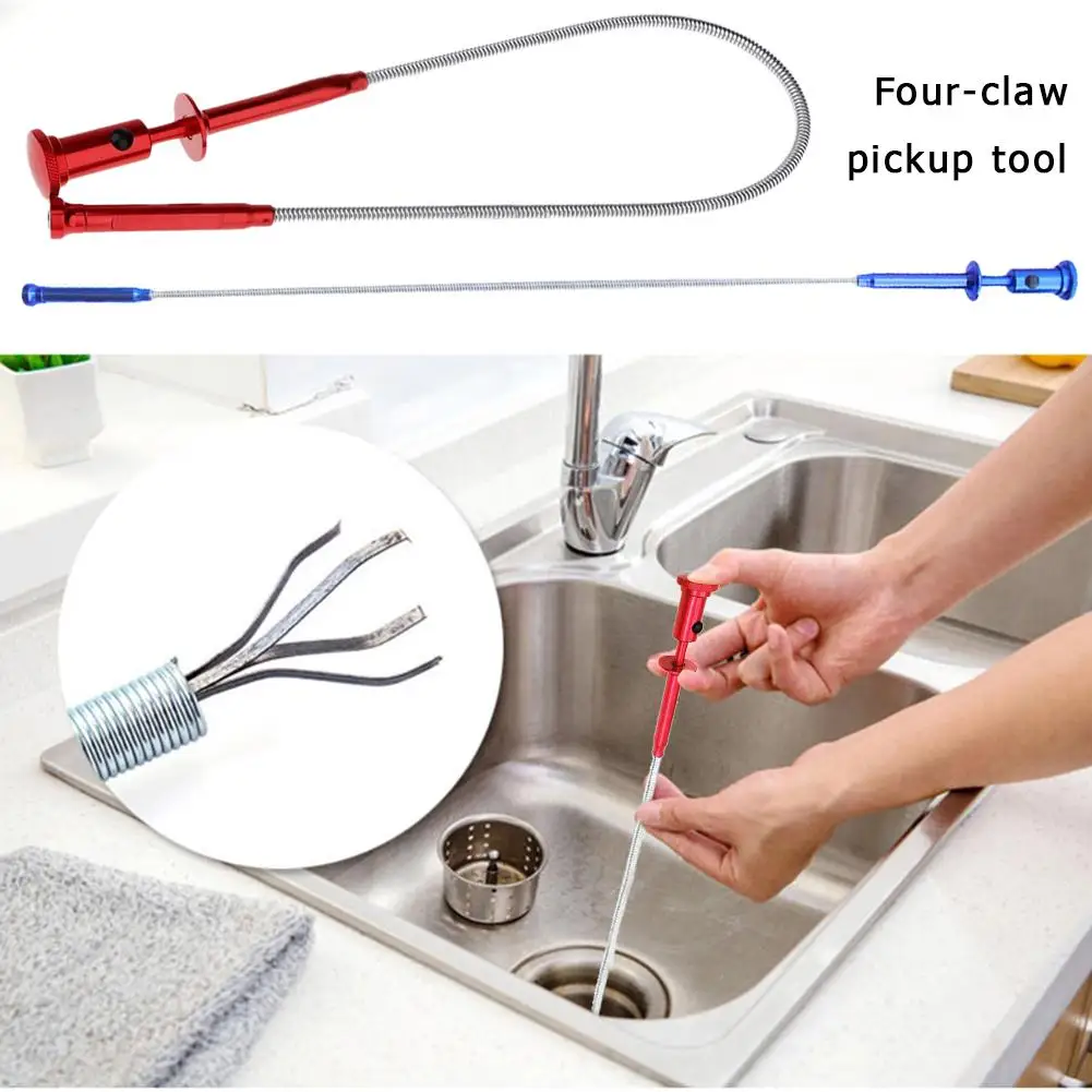 

Flexible Magnetic Four-claw Pickup Tool Telescopic Hose Picker LED Light Cleaning Sewer Pickup Tools