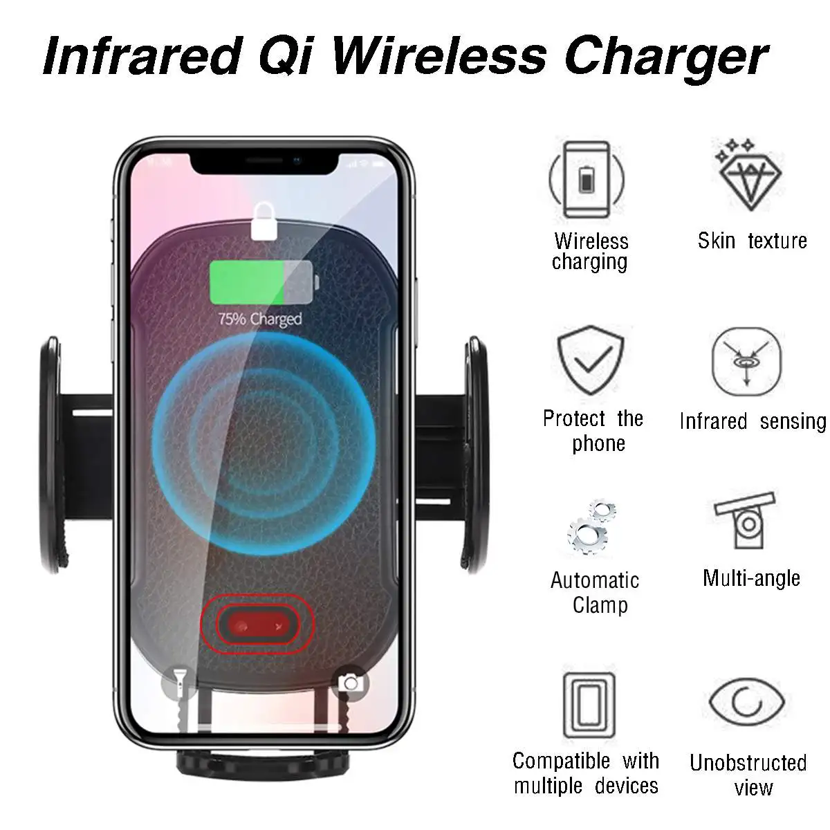 Intelligent Infrared Sensor QI Car Wireless Charger For iPhone XR Xs Max 8 X for Samsung Wirless Charging Air Vent Phone Holder