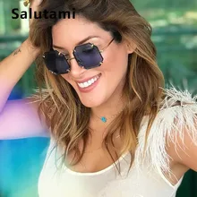 Новая мода неправильный многоугольник Wome Роскошные брендовые солнцезащитные очки для мужчин сплав без оправы винтажные женские солнцезащитные очки Квадратные Оттенки UV400