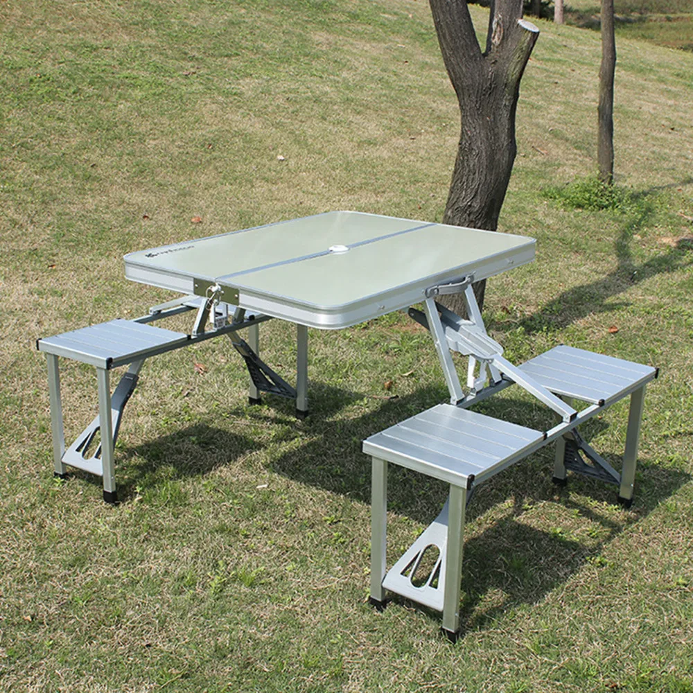 

Outdoors Fold Tables Chairs Group Close Aluminium Alloy Table Leisure Time Suit Since Travel Picnic Stall Advertisement Table