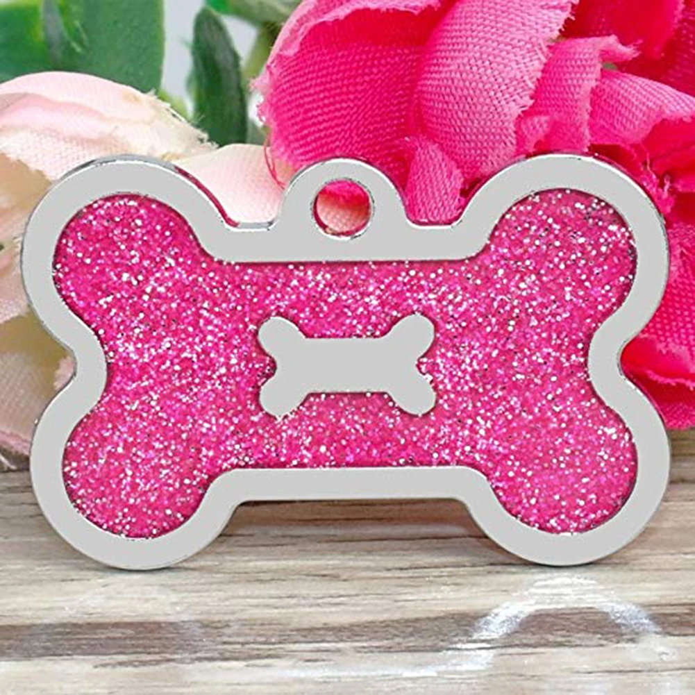 В форме кости сплав собака тэг идентификационноо имени Блестки Bling Pet