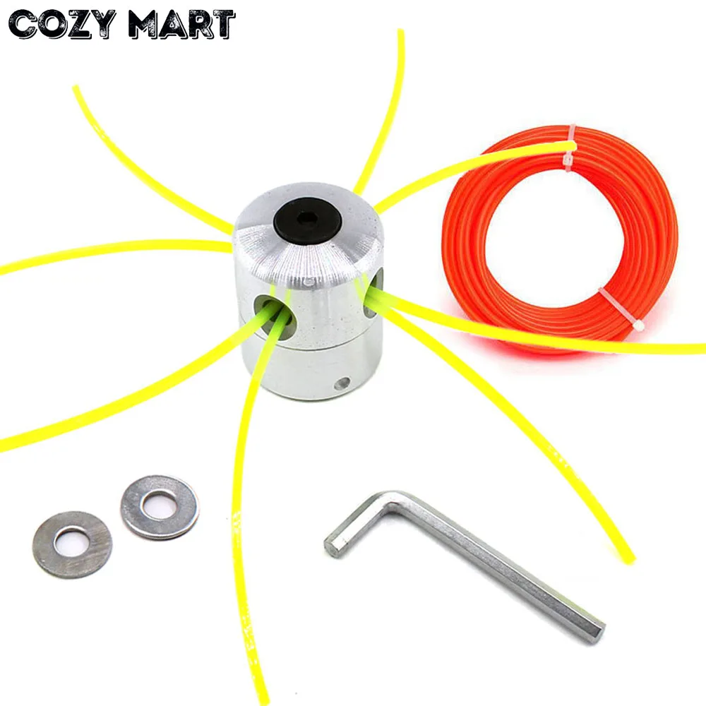 

Strimmer Line Coil With 4 Lines Aluminum Double Head Thread Trimmer Head For Petrol Gas Brushcutter Strimmer with Trimmer Line