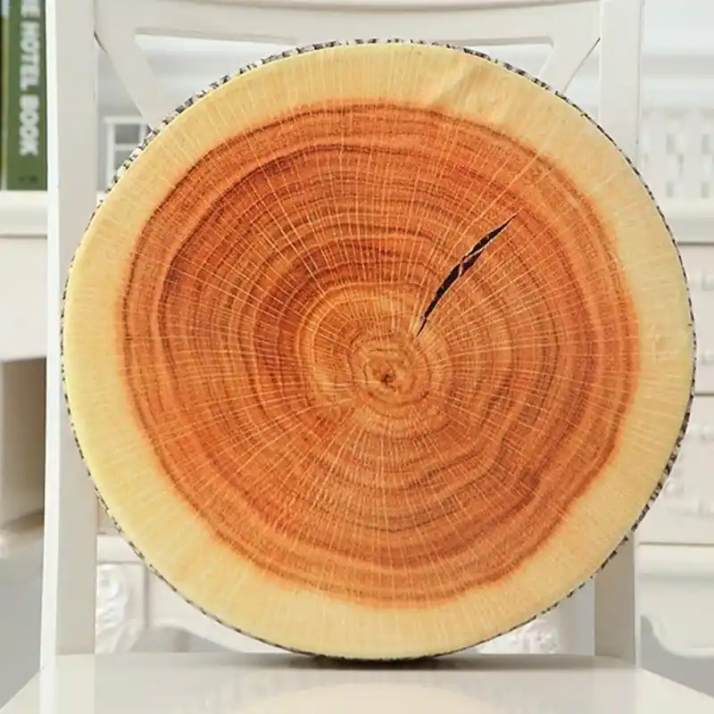 Creative 3d Wood Pillow Stump Cushion Round Chair Seat Cushion Kid