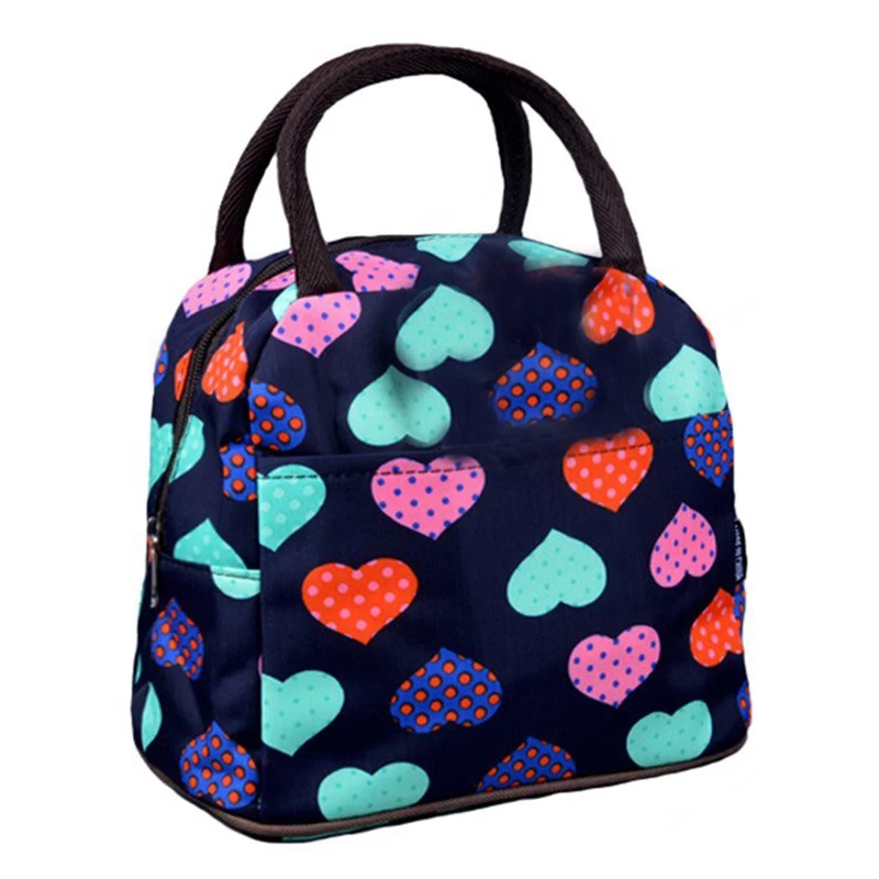 

Cute Love Heart Lunch Bag for Women Kids Men Portable Canvas Lunch Box Bag Tote