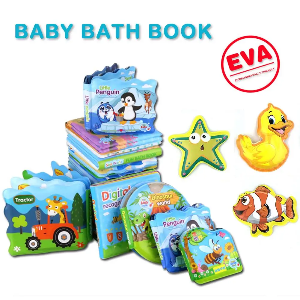 

Baby Cloth Book Bath Potty Children Early cognitive Development Quiet Books Tear-resistant Built-in BB Tarpaulin Toy