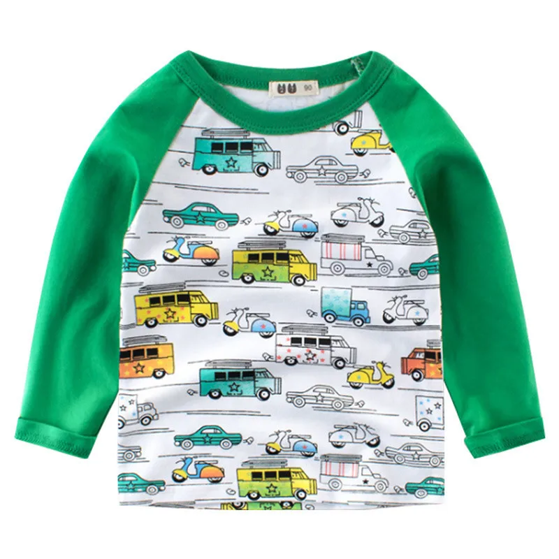 Boys T-shirt Kids Tees Baby Child Boy Cartoon Spring Children Tee Long Sleeve Stitching Cotton Cars Trucks Autumn Shirt